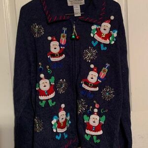 VTG Santa‎ Knit Sweater Bells Tiara International Christmas Collection Women's L